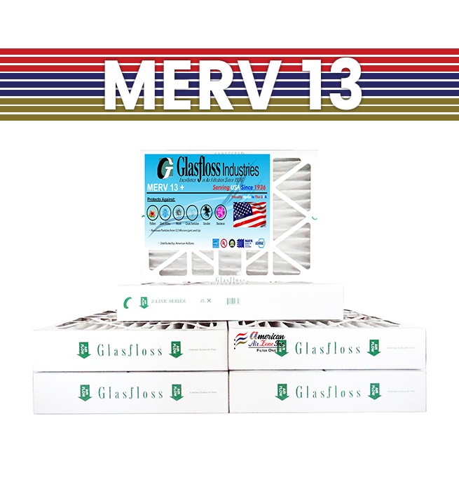 MERV 13 - Qty:2 Made in USA - Pleated Air Furnace Filter Glasfloss 18x24x4 