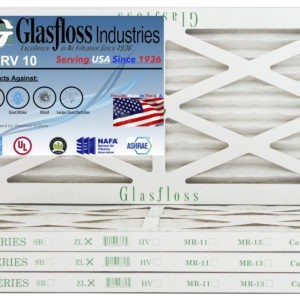Glasfloss 10x15x1-1 Inch MERV 10 - Actual Size: 9.5x14.5x7/8 Inch For Home or Office - AC or HVAC Pleated Air Filter Furnace Air Filter Pack of 12 Made In The USA